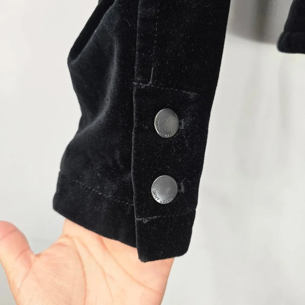 DKNY Velvet Jacket Black XS/S Petite Corporate Goth Dark Academia Office Grunge